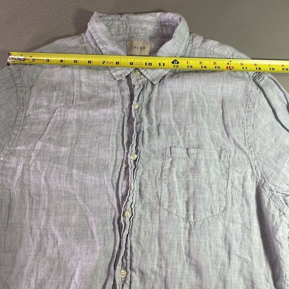 JACHS 100% Linen Shirt Button Front Long Sleeve Blouse Womens XL Light Blue - Picture 5 of 9